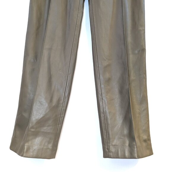 Zara | Taupe Francoise Straight Leg High-Waisted Faux Leather Trouser Pants | XS - Picture 7 of 16
